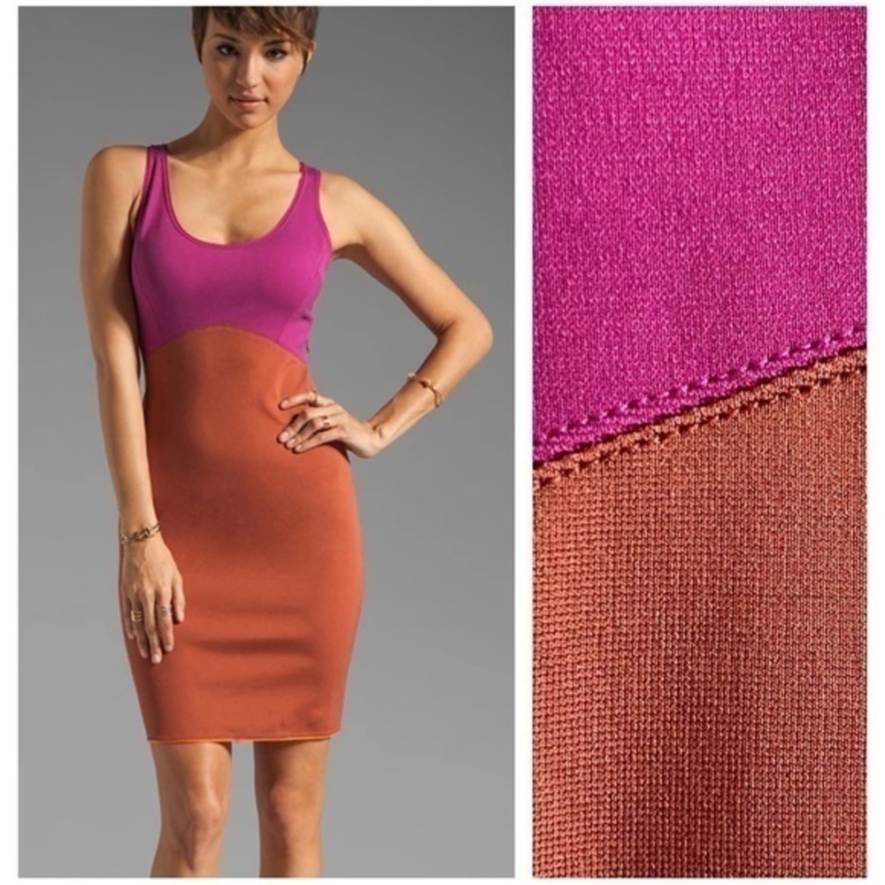 Halston Heritage Pink Orange Colorblock Mini Dress 6